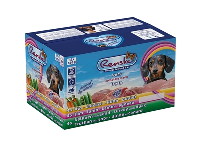 Renske Vers Vlees Mutipack Kip/Lam/Kalkoen/Eend 12x395Gr Grootverpakking