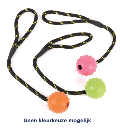 Happy Pet Hondenspeelgoed Rubber Bal Studded - aan Werptouw - 31.5x5.5x5.5 cm