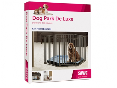 Savic dog park de luxe hondenren grijs