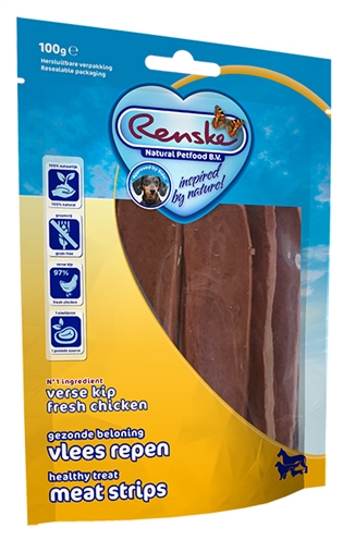 Renske Gezonde Beloning Vlees Strip Kip 100 Gr