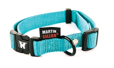 Martin sellier halsband nylon turquoise verstelbaar 30-45CM