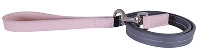 Rosewood hondenriem leer babyroze / donkergrijs