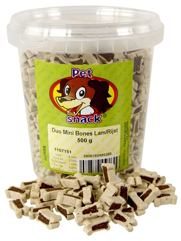 Petsnack Botjes Mini Duo Lam/rijst 12x500 Gr