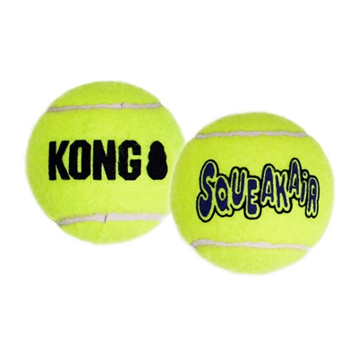 Kong air squeakair tennisbal geel met piep